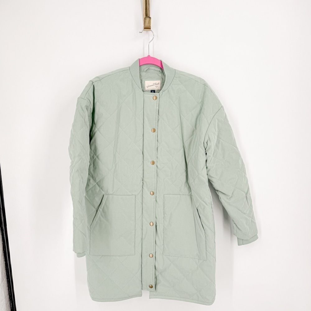 Universal Thread Green Puffer Jacket Stand-Up Collar
